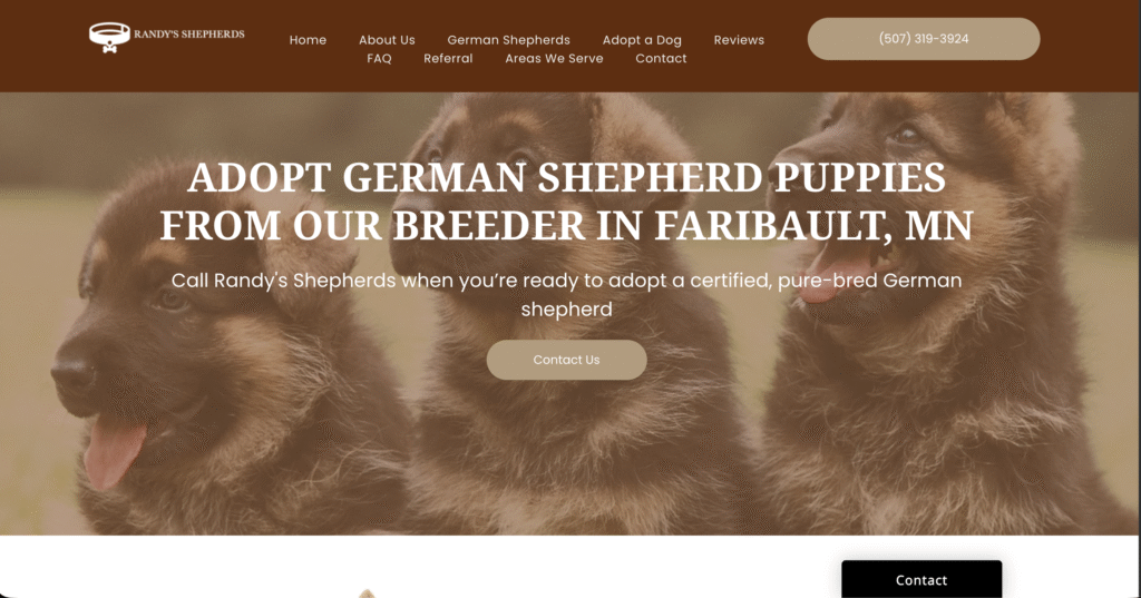 Randy's Shepherds site screenshot